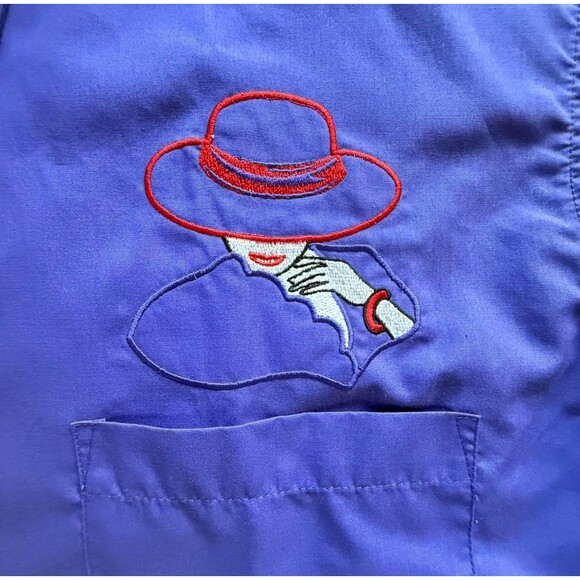 Vtg 90s Las Olas By Oved International, Red Hat Society Purple Button Up Shirt M - Picture 4 of 7